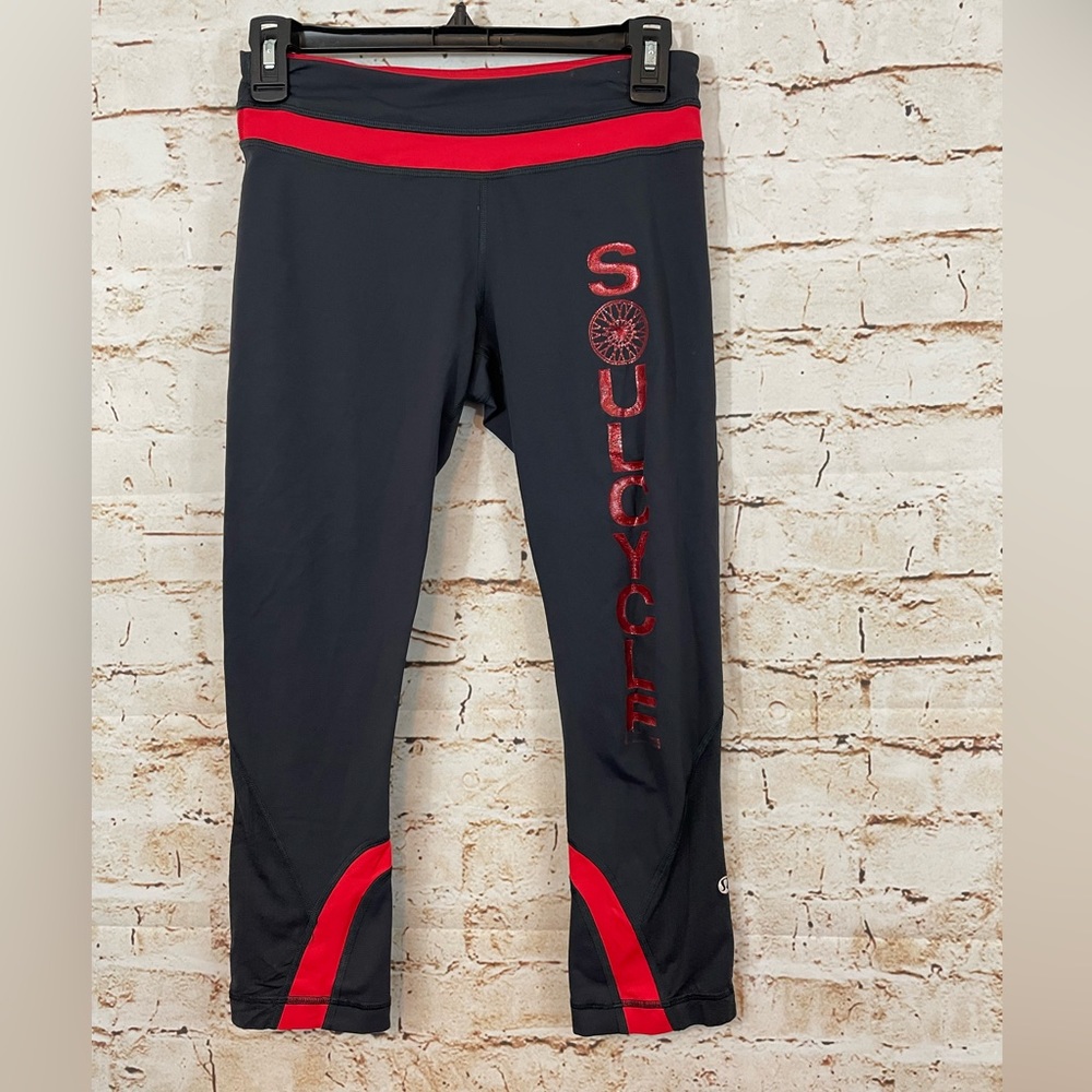 Lululemon SoulCycle Crop Leggings Womens Size 6 Black red Cropped